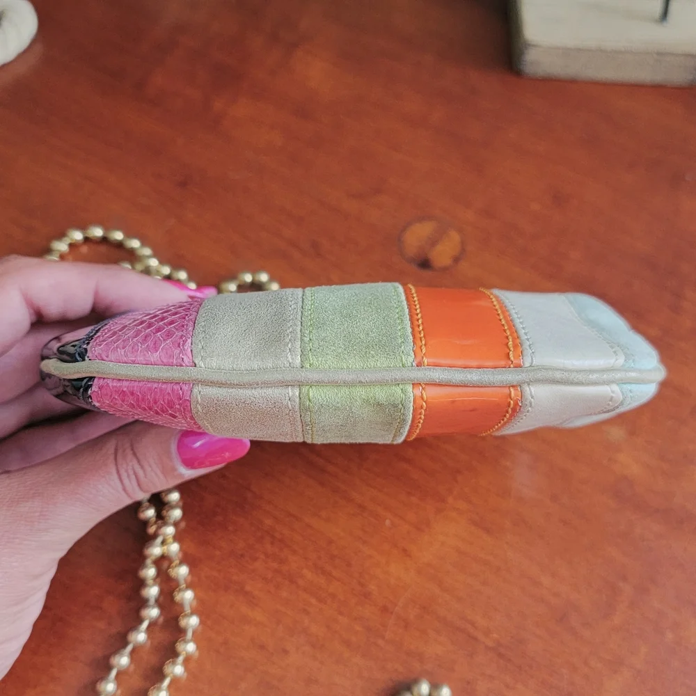 Rare Coach Legacy Patchwork Leather Framed French Purse Ball Chain Crossbody - Picture 7 of 16